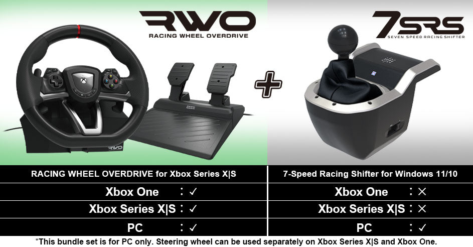 HORI - Racing Wheel Overdrive + 7-Speed Racing Shifter Bundle For PC (Windows 11/10) HORI