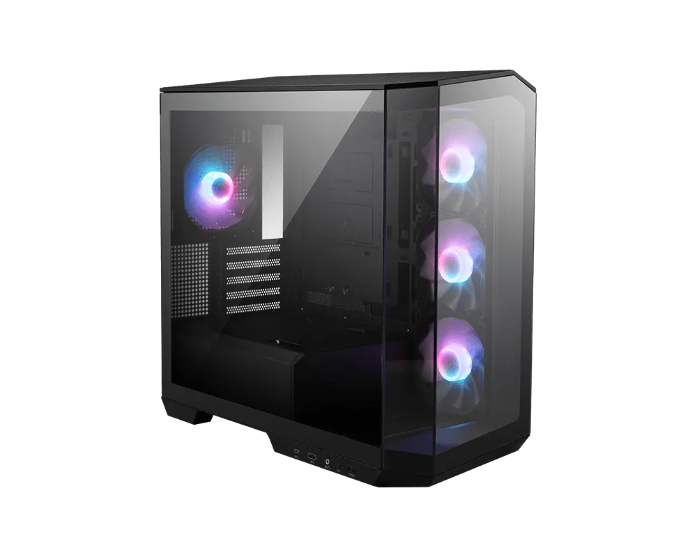 MSI MAG PANO M100R PZ – sort PC-kabinet – panoramakabinet med monterede ARGB-blæsere