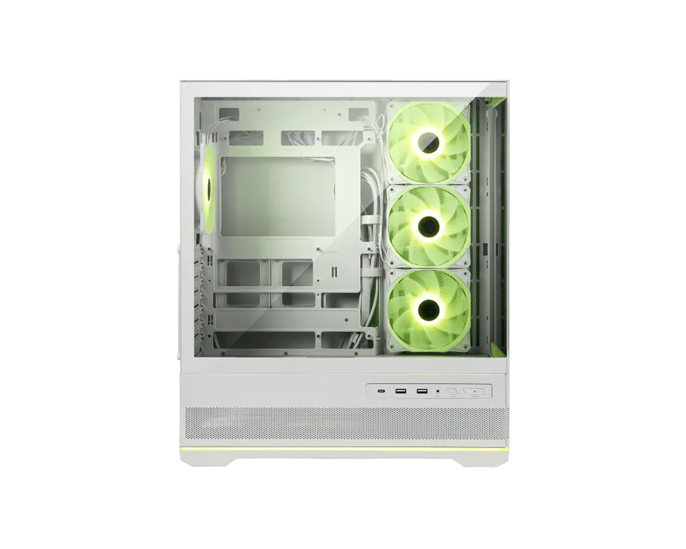MSI MAG PANO 110R PZ White – hvidt PC-kabinet – hvidt kabinet med tre sideblæsere