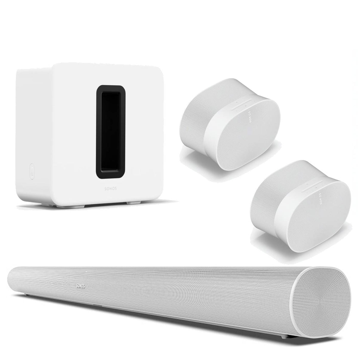 Sonos- 2xEra 300 Sub (Gen 3) & Arc - Bundle - Ultimate Home Audio System - White Sonos