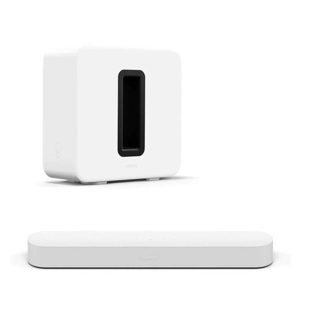 Sonos - Beam Black (Gen2) & Sonos - Subwoofer (Gen3) - White Edition - Bundle Sonos