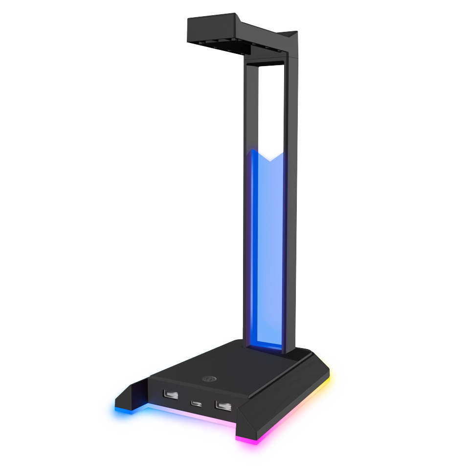 Speedlink - EXCELLO Illuminated Headset Stand, 3-Port USB 2.0 Hub, integrated Soundcard, black