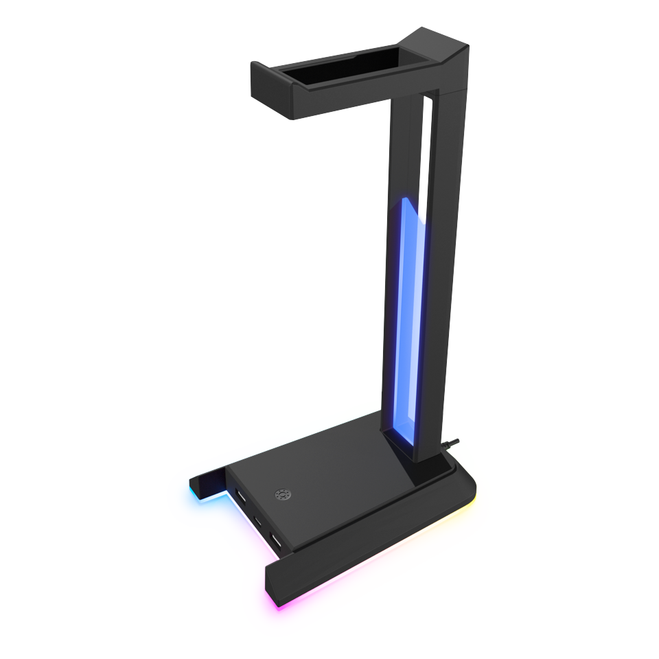 Speedlink - EXCELLO Illuminated Headset Stand, 3-Port USB 2.0 Hub, integrated Soundcard, black