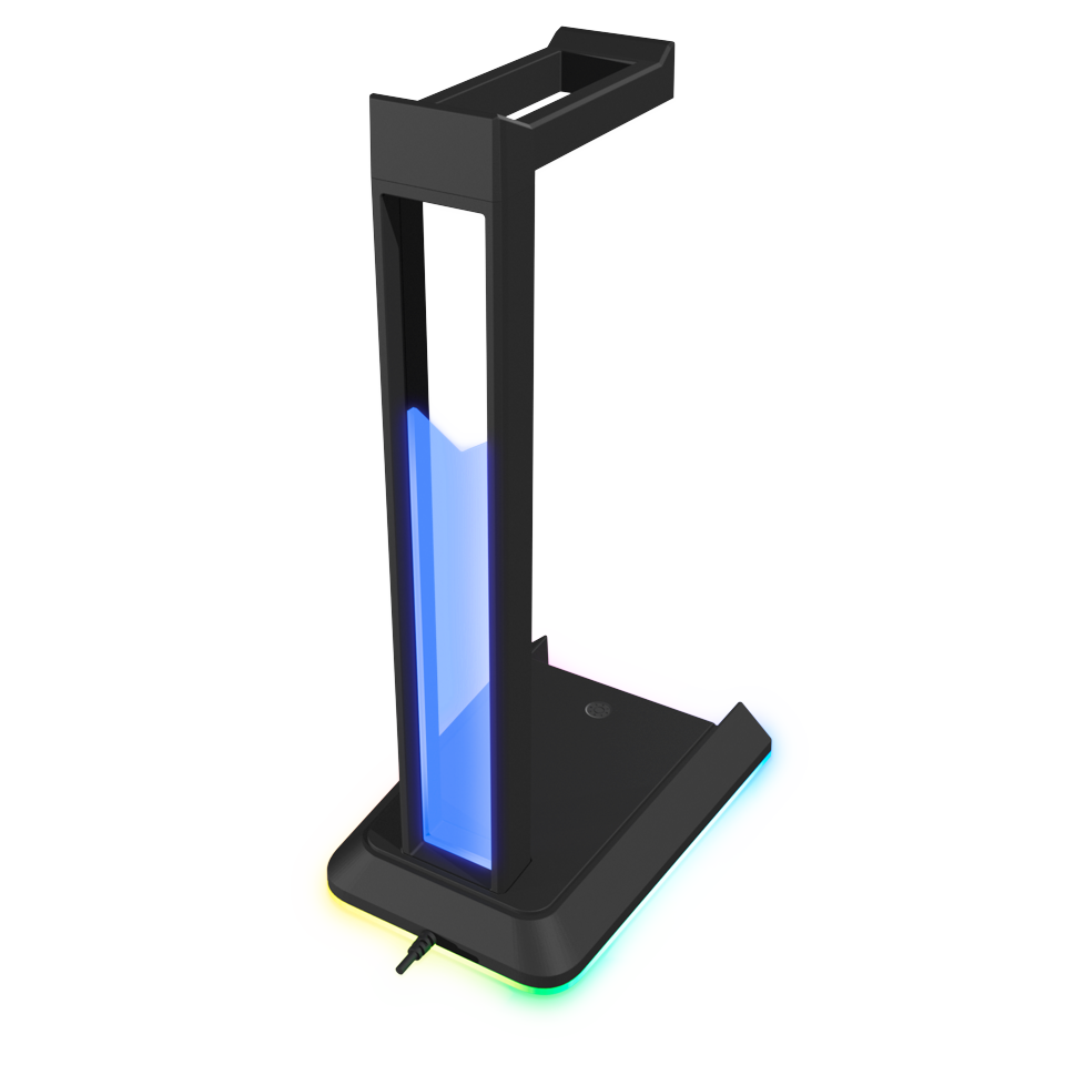 Speedlink - EXCELLO Illuminated Headset Stand, 3-Port USB 2.0 Hub, integrated Soundcard, black