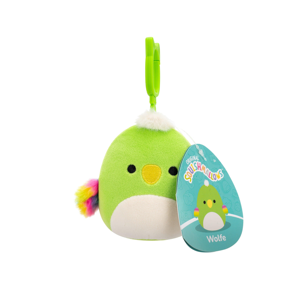 Squishmallows - 9 cm P22 Clip On - Wolfe Green Parrot Squishmallows