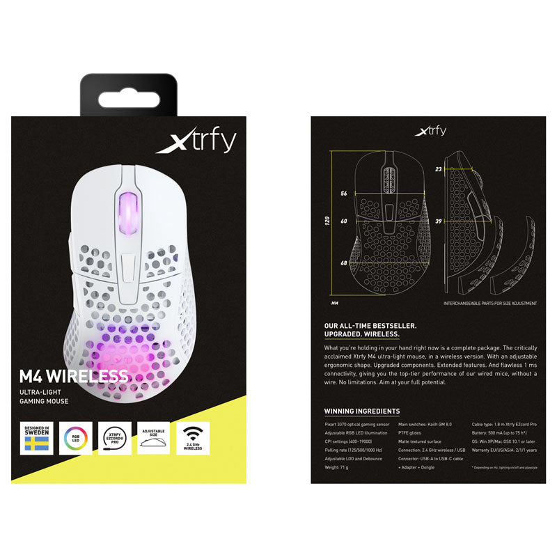 Xtrfy M4 Wireless RGB, Gaming Mouse, White Xtrfy