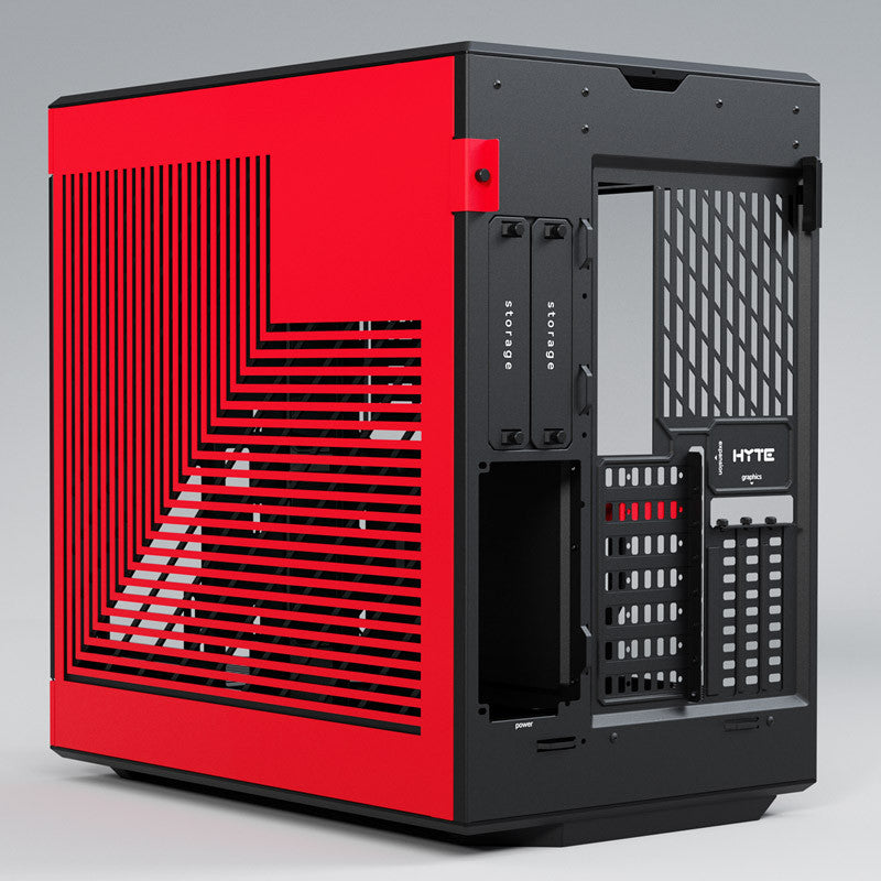 Hyte Y60 Midi Tower - Black/Red, PCI-e 4.0, Panoramic Glass View HYTE