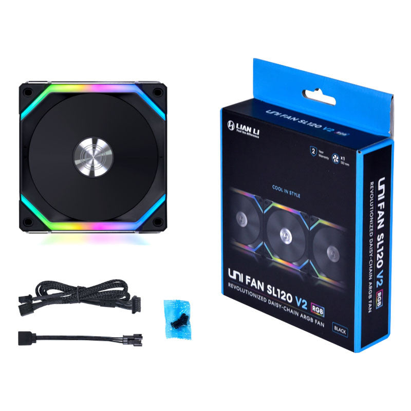 Lian Li UNI FAN SL V2 120 RGB PWM Fan, Black - 120 mm, 28mm frame Lian Li