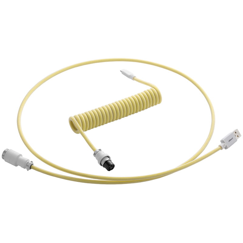 CableMod Pro Coiled Keyboard Cable USB A to USB Type C, Lemon Ice - 150cm CableMod