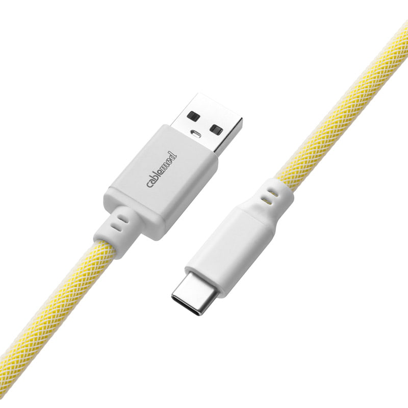 CableMod Pro Coiled Keyboard Cable USB A to USB Type C, Lemon Ice - 150cm CableMod