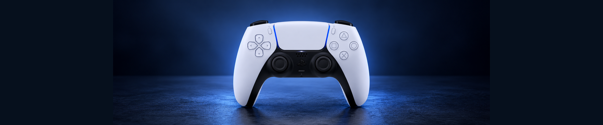 Playstation 5 DualSense Hvid controller på kollektionsbanner