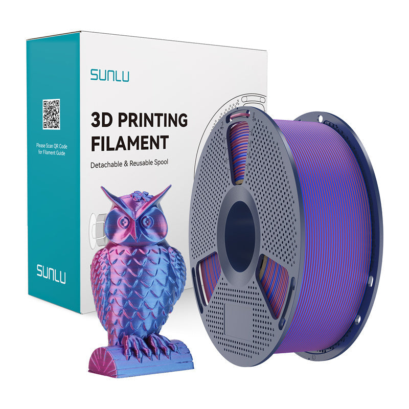 Sunlu PLA+ Silk Dual Color filament – rød/blå, 1,75 mm, 1 kg – Geekd