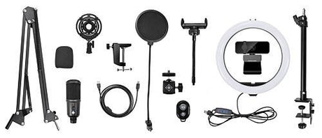 Streaming Kit, Microphone, Webcam, Ring Light