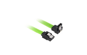 Grønt Sharkoon SATA III-kabel med lige og vinklede sorte 7-pin-stik