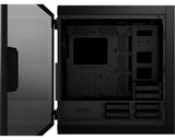 MSI MPG SEKIRA 500P – sort PC-kabinet – indvendigt kabinet med glasdør åbnet