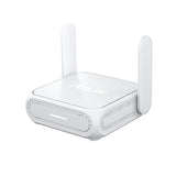 Hvid ASUS RT-BE58 Go rejserouter – front og højre side