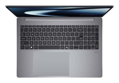 ASUS ExpertBook P5 G2 PM5606CGA-SH0104X – taster og arbejdsflade set ovenfra (vinkel 2); tastaturlayout illustrativt