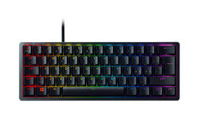 Razer Huntsman Mini – Mini 60% – Nordic – Clicky Purple – Sort – tastatur med RGB set ovenfra; producentillustration, varen har nordisk layout