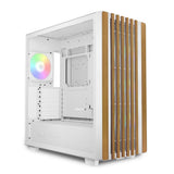 Sharkoon Rebel C70G RGB White Wood Front Tempered Glass 4x 120mm ARGB PWM Fans USB-C ATX Gaming PC Case Sharkoon