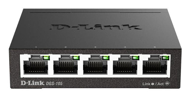D-Link DGS-105 – 5-port Gigabit-netværksswitch – sort DGS-105 med fem Ethernet-porte