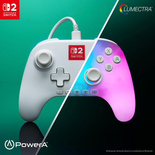 PowerA Advantage Wired Controller for Nintendo Switch 2 with Lumectra - White