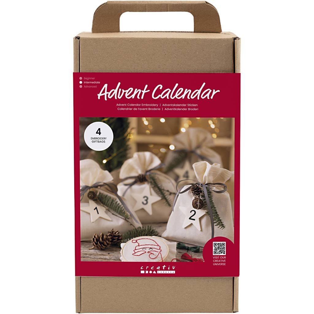 Creativ Company adventskalender – 4 broderiprojekter – produkt og emballage