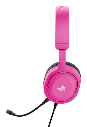Trust GXT 498P Forta – lyserødt gamingheadset til PS5 og PS4 – set fra siden