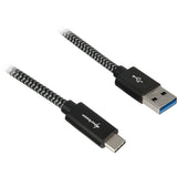 Sort og gråt flettet Sharkoon USB-A til USB-C kabel