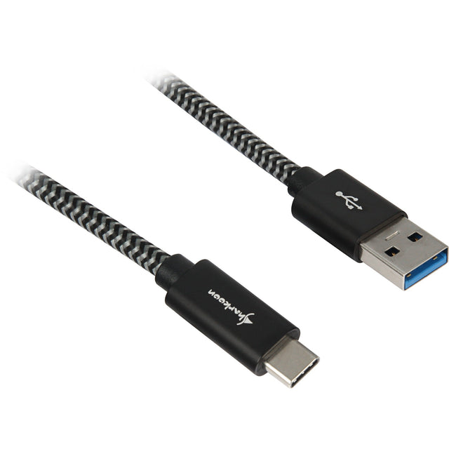 Sort og gråt flettet Sharkoon USB-A til USB-C kabel