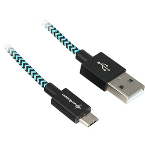 Sort og lyseblåt Sharkoon USB-A til Micro-USB-B kabel