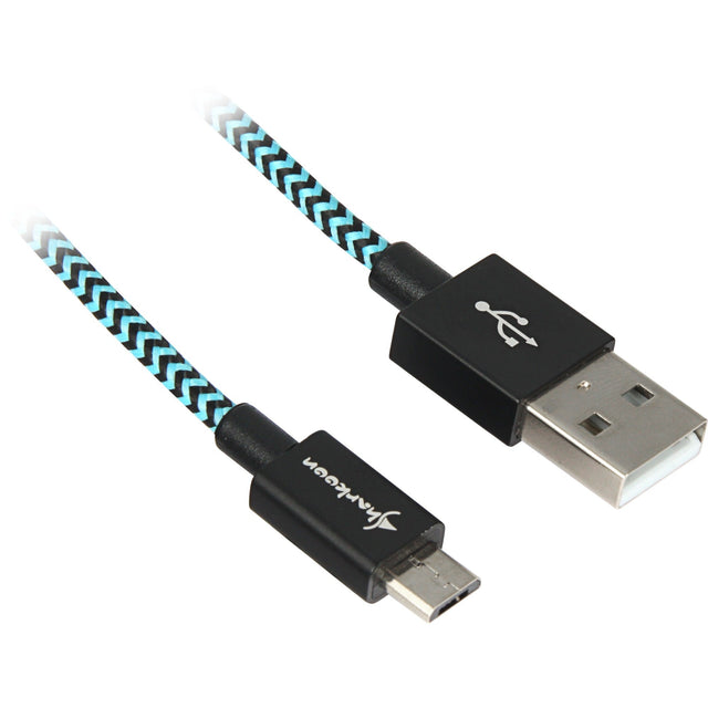 Sort og lyseblåt Sharkoon USB-A til Micro-USB-B kabel