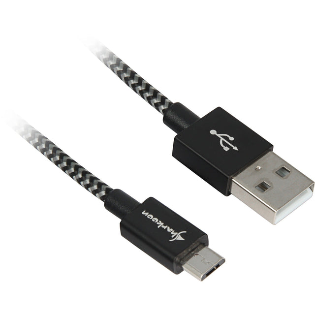 Sort og gråt Sharkoon USB-A til Micro-USB-B kabel på én meter