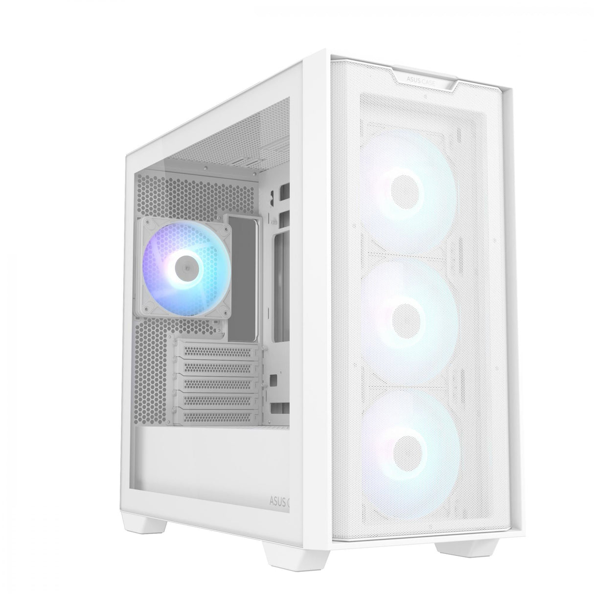 ASUS A21 PLUS mATX Case with 4 Pre-installed ARGB Fans, BTF support - White ASUS