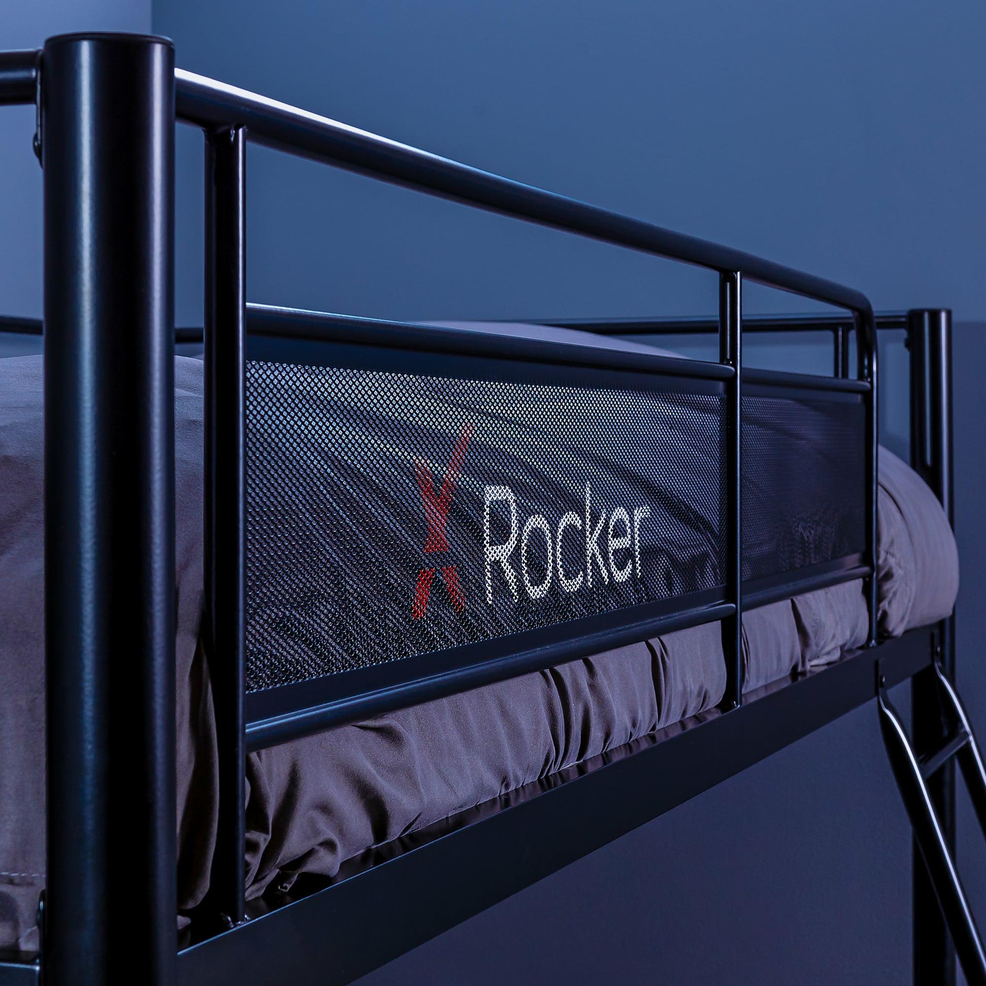 XROCKER HQ HIGH SLEEPER GAMING BED WITH DESK - BLACK AND RED XROCKER