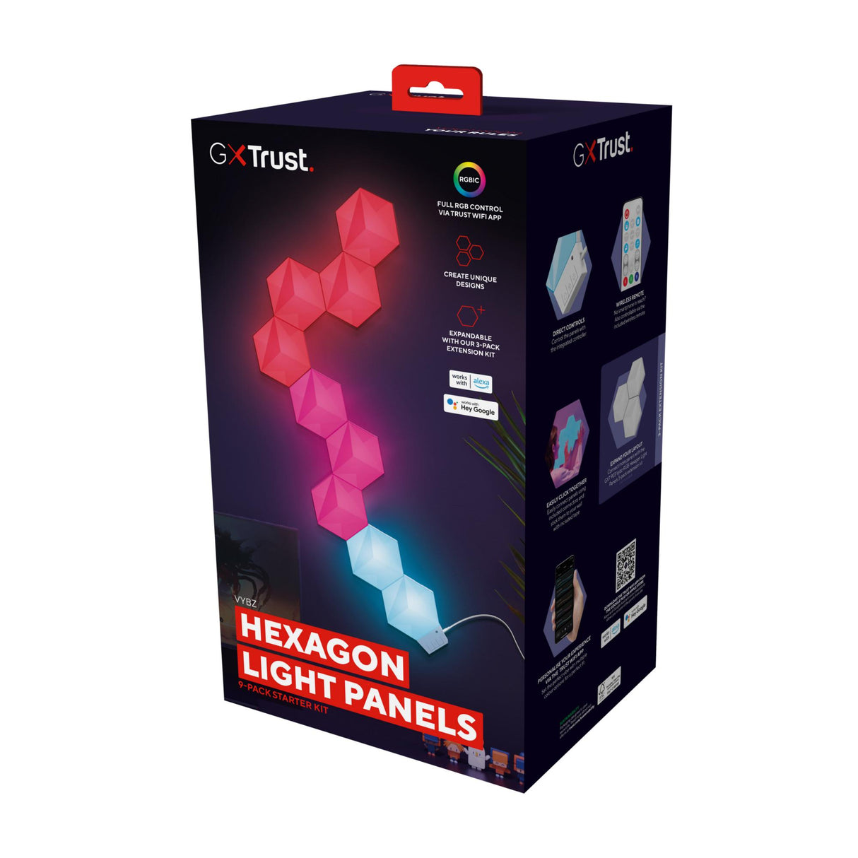 TRUST GXT902 VYBZ RGB HEXAGON LYS PANEL