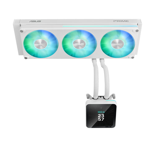 ASUS PRIME SLC II 360 ARGB LCD WHT – set skråt forfra (vinkel 4)