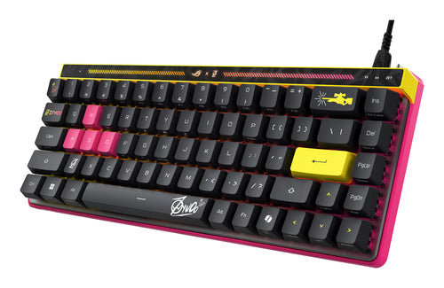 ASUS ROG Falchion Ace HFX ZywOo Edition – set skråt forfra; tastaturlayout illustrativt