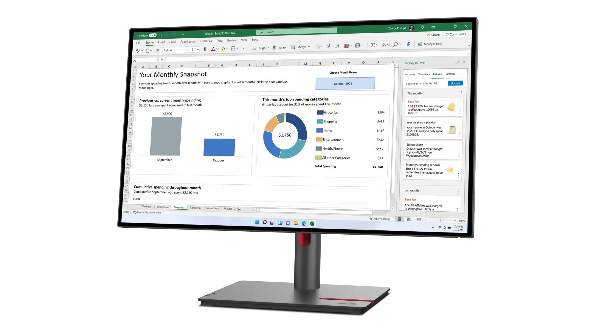 Lenovo ThinkVision P27h-30 27 2560 x 1440 (2K) HDMI DisplayPort USB-C 60Hz Pivot Skærm Lenovo