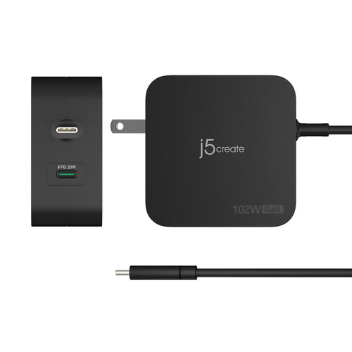 j5create JUP25102V-N 102 W GaN USB-C-oplader – produktbillede 4