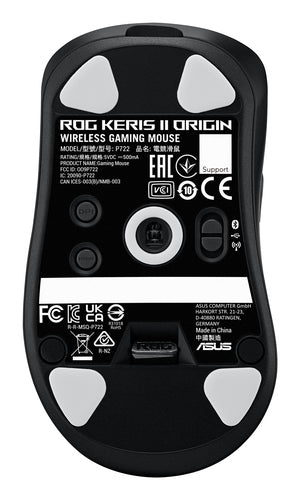 Sort ASUS ROG Keris II Origin – underside med sensor og musefødder