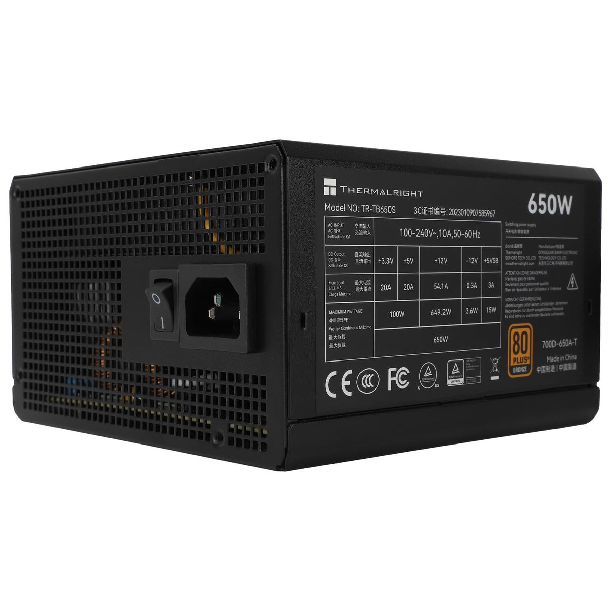 Thermalright TR-TB650S  Black -PSU, 80+ Bronze, 650W Shenzhen Deli Ming Technology Co. LTD (Thermalright)