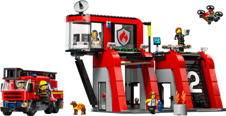 LEGO 60414 City Fire Station with turntable ladder vehicle, construction toy LEGO