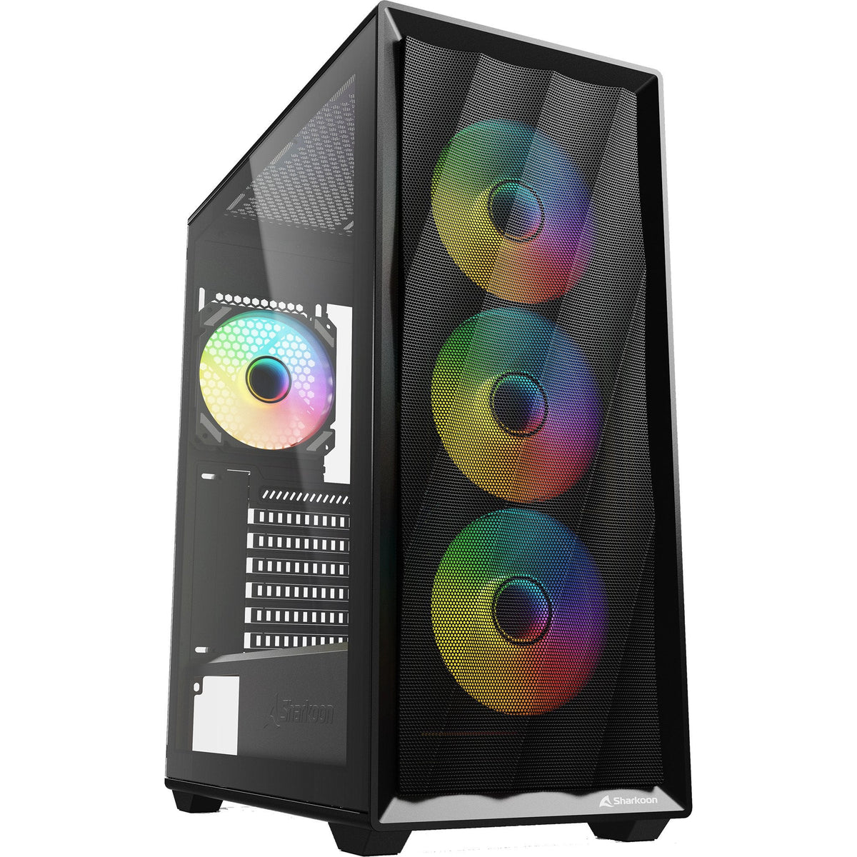 Sharkoon VK4 ARGB ATX-kabinet, sort, 4 × 120 mm PWM-blæsere