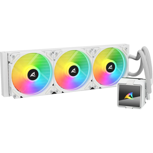 Hvid Sharkoon S60 ARGB 360 mm AIO CPU-vandkøler med tre oplyste blæsere