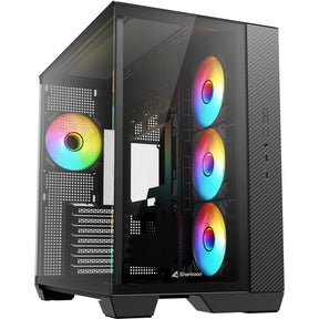 Sharkoon Steel Shark Black Dual-Chamber Tempered Glass 4x ARGB PWM BTF ATX PC Case Sharkoon