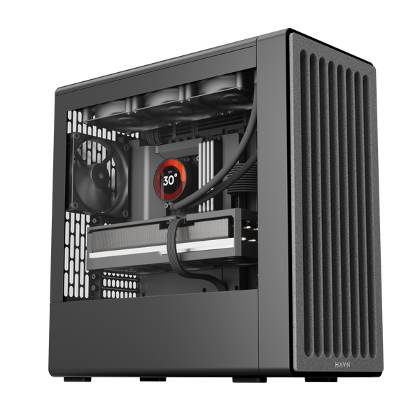 HAVN BF 360 Flow – svart MidTower-chassi med förinstallerade högpresterande fläktar
