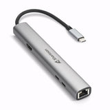 Mørkegrå Sharkoon OfficePal Combo USB-C-adapter med RJ45-netværksport
