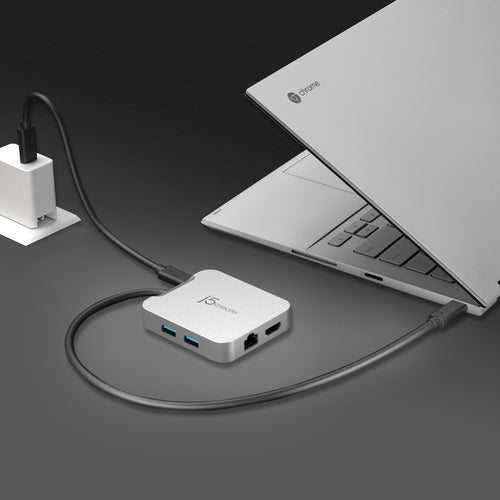 j5create JCD391-N – 4K60 USB-C multiport-adapter – Separat strømforsyning som eksempel