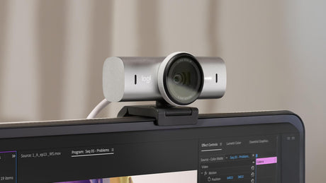 Logitech - MX Brio Ultra HD 4K Collaboration and Streaming Webcam - Pale Grey