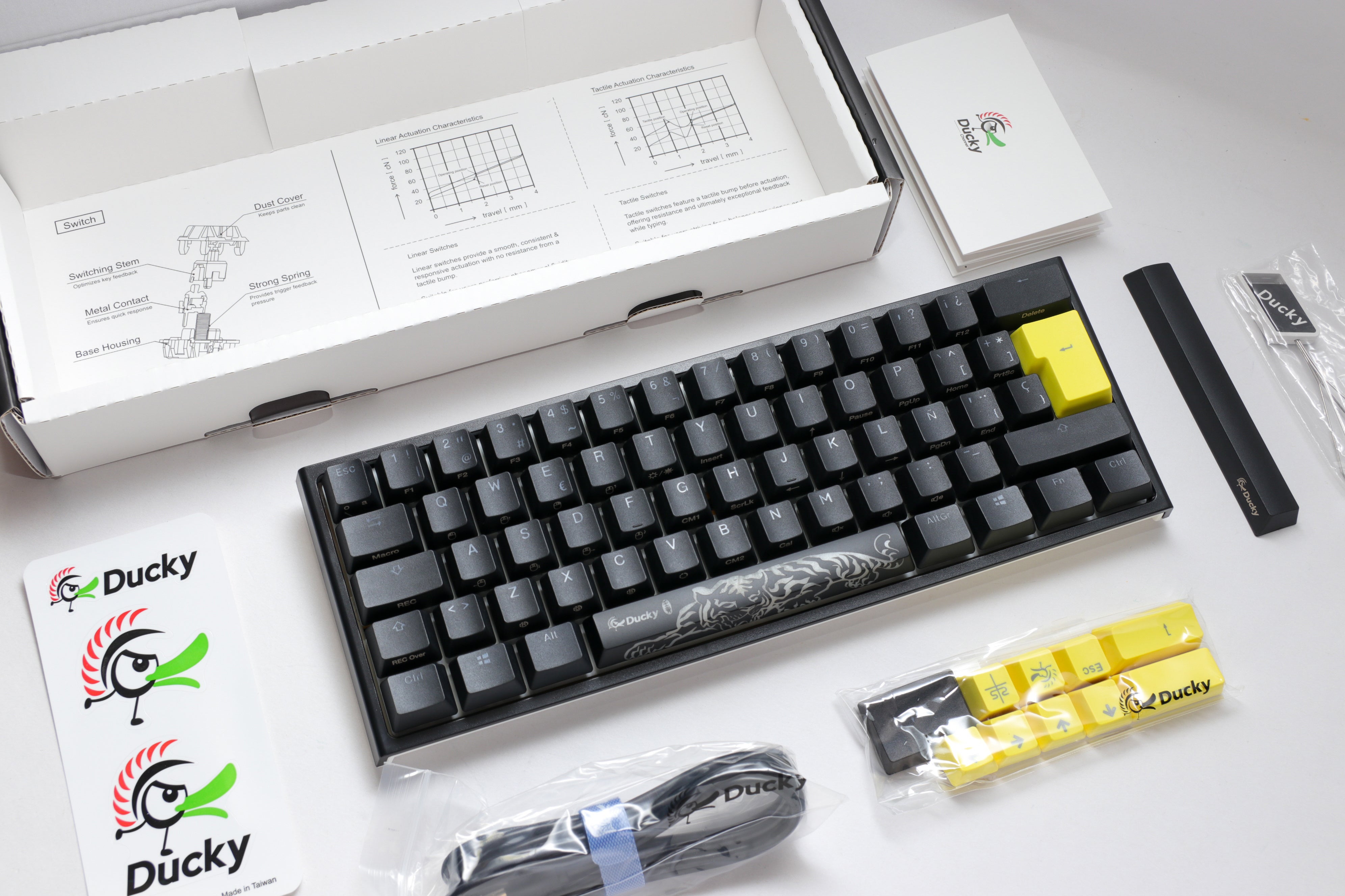 Ducky One 3 - Classic Black / White Nordic - SF 65% - Cherry Silent Red